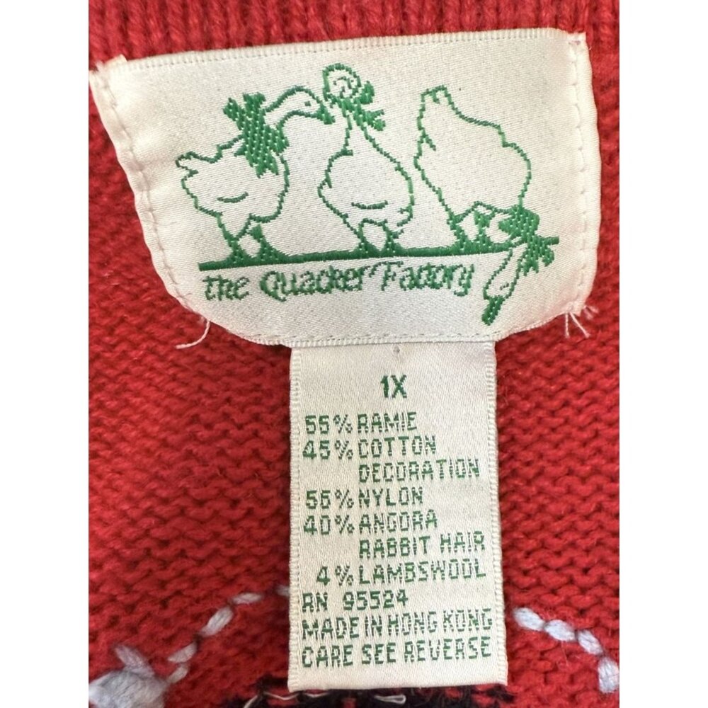 Quacker Factory Christmas Cardigan Sweater 1X Penguin Sequin Embroidered Vintage - Picture 6 of 7